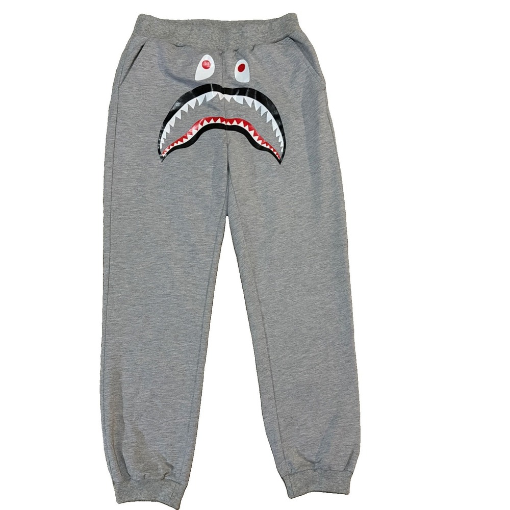 A Bathing Ape BAPE Shark Face Gray Sweatpants Size 30"-36"x 28"